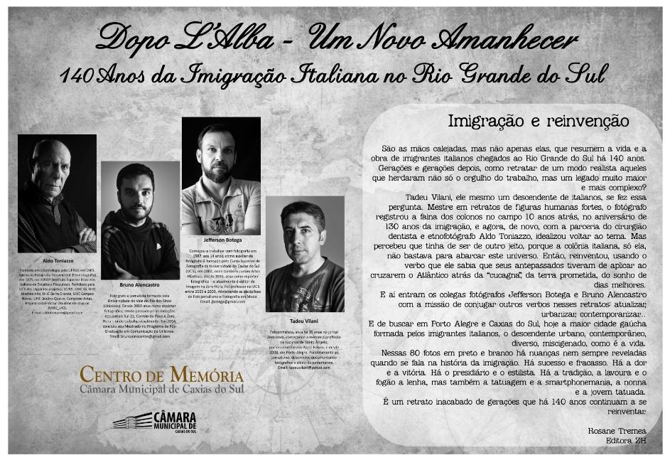 Exposição “Dopo L’Alba: Um Novo Amanhecer – 140 anos da Imigração Italiana no RS” abre nesta quarta-feira