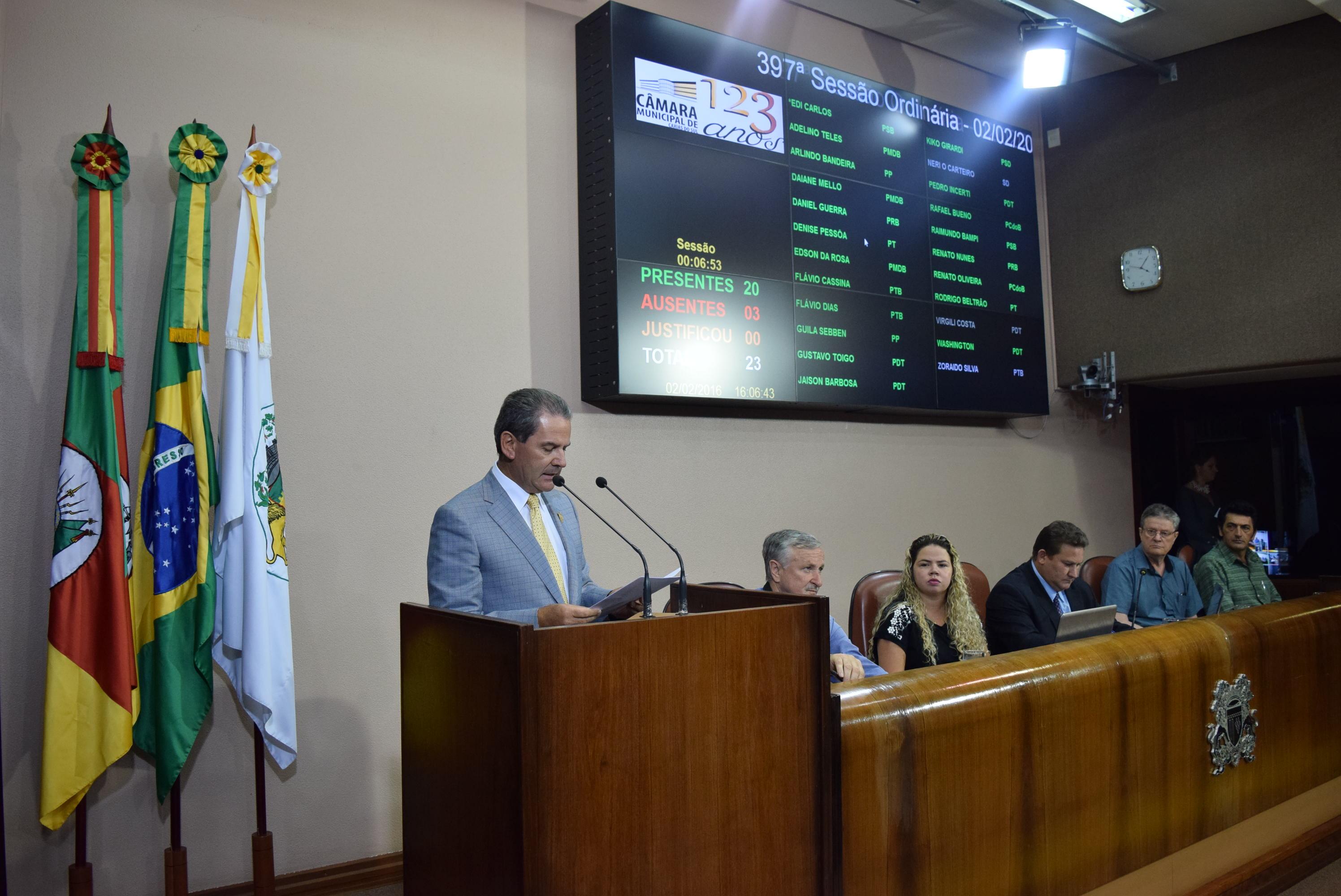 Ano legislativo de 2016 abre com mensagem do prefeito Alceu Barbosa Velho aos parlamentares e à comunidade 