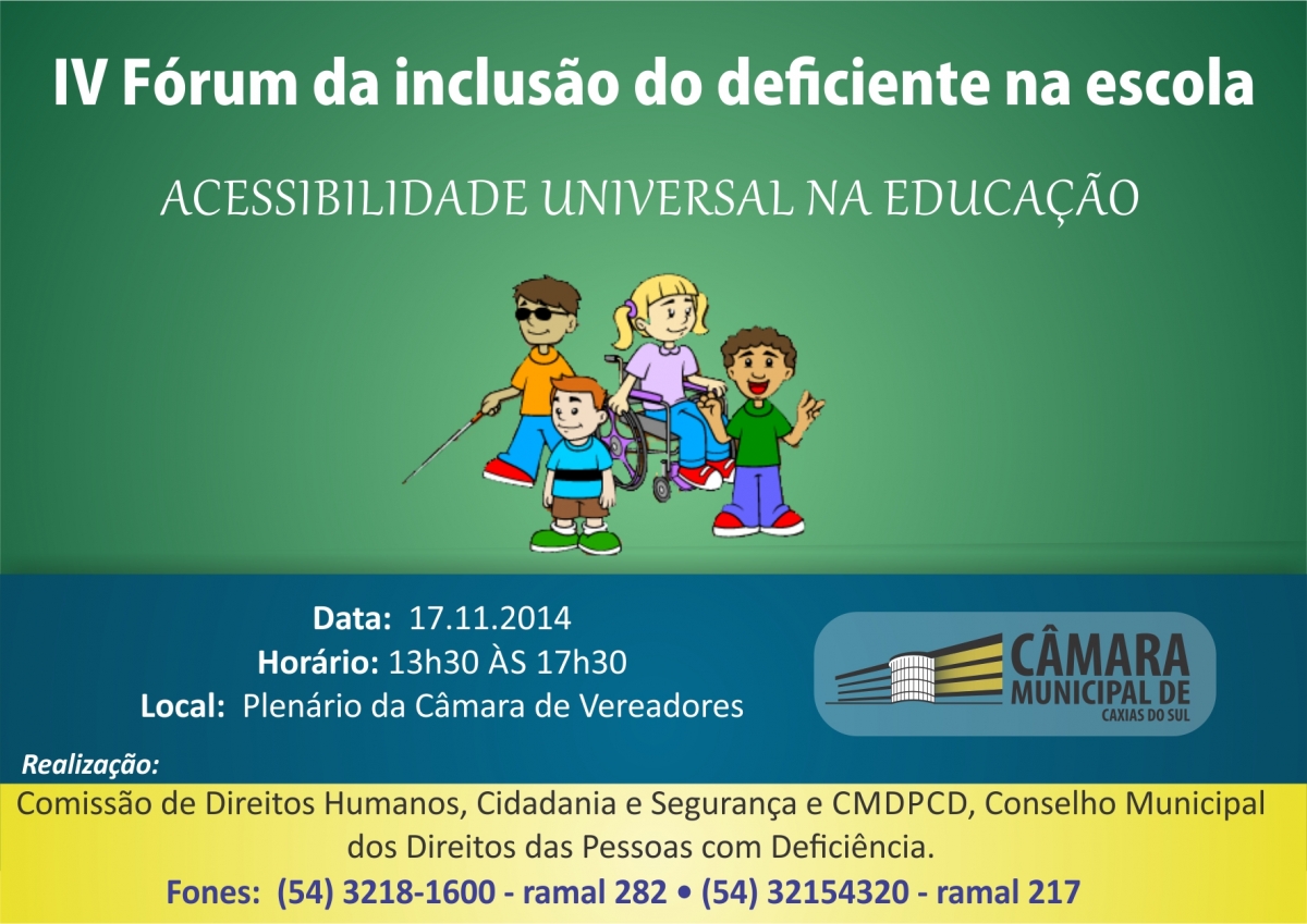 4ª reunião do fórum sobre a inclusão do deficiente na escola é nesta segunda-feira