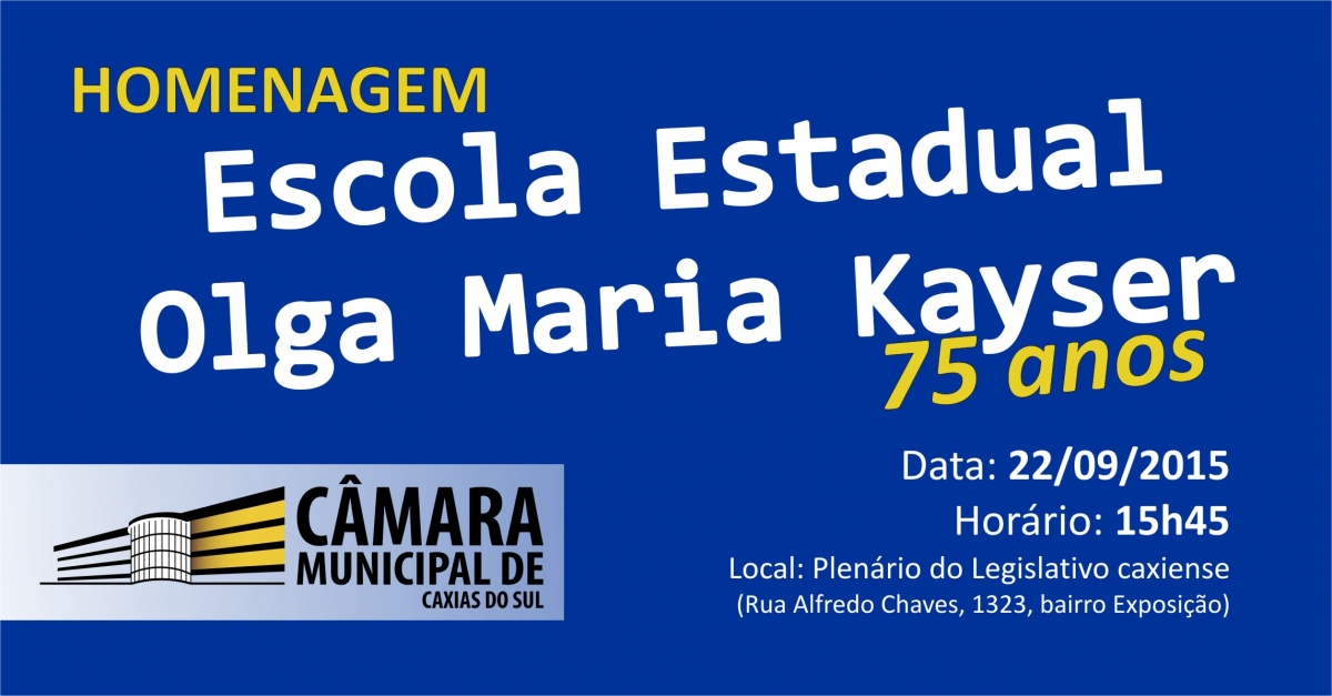 Leia mais sobre Os 75 anos da Escola Olga Maria Kayser serão lembrados em homenagem no Parlamento de Caxias nesta terça-feira