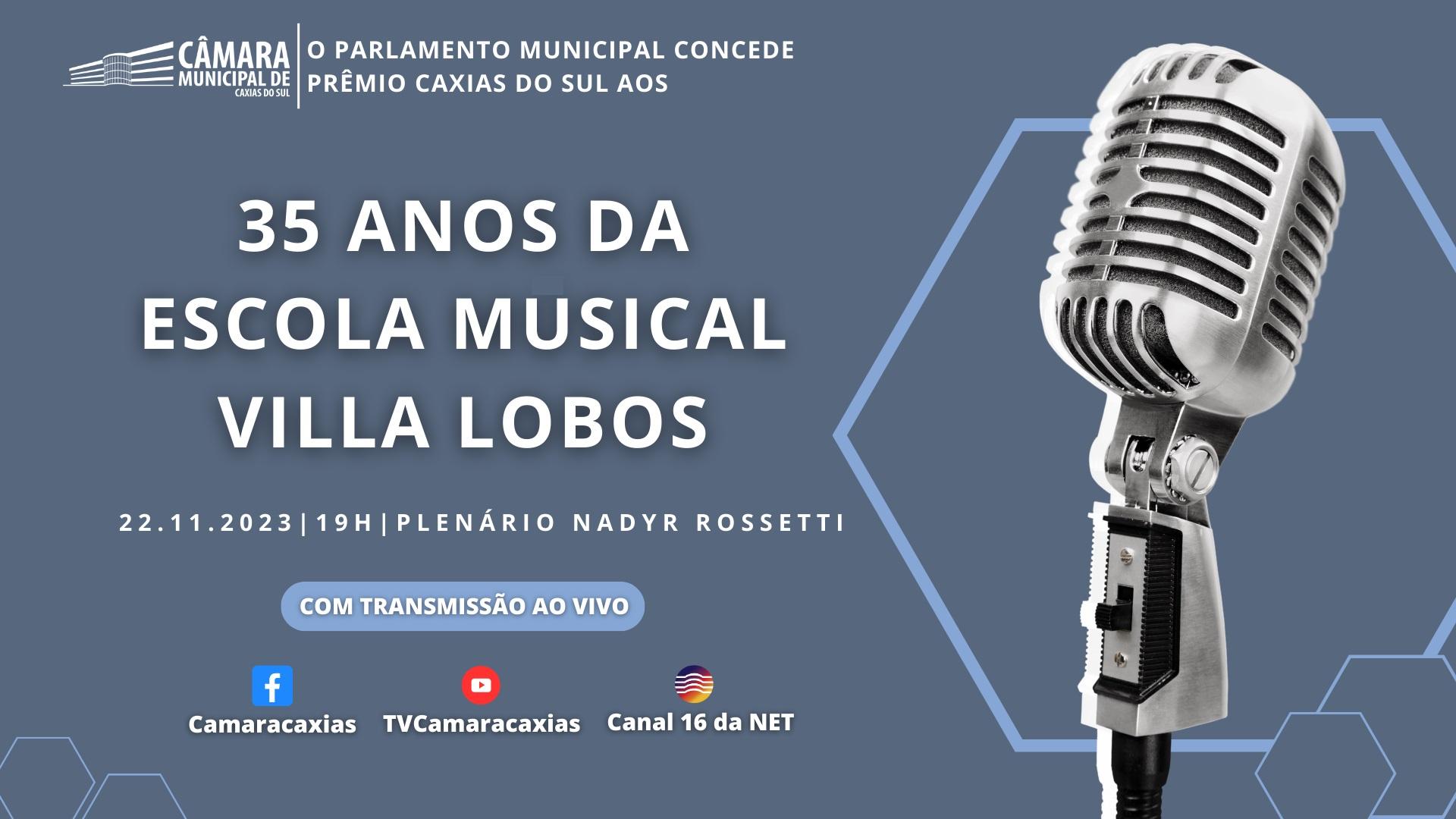 Escola Musical Villa-Lobos receberá Prêmio Caxias nesta quarta